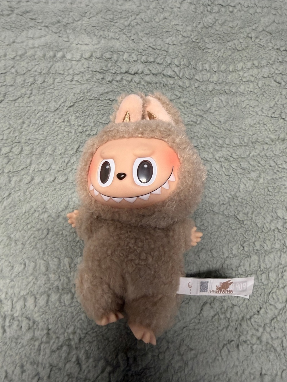 Labubu popmart Plush Small Pet Toy - Beige Fuzzy Creature